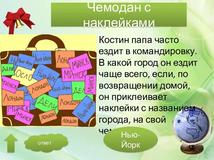 Чемодан с наклейками Костин папа часто ездит в командировку. В какой