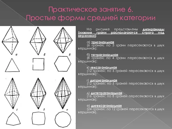 Практическое занятие 6. Простые формы средней категории На рисунке представлены дипирамиды