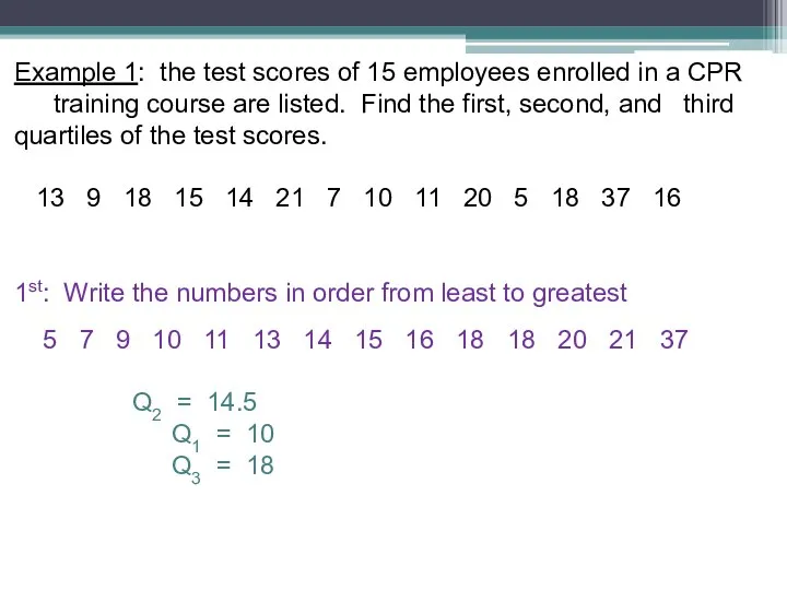 Example 1: the test scores of 15 employees enrolled in a