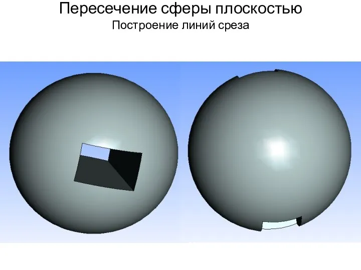 Пересечение сферы плоскостью Построение линий среза