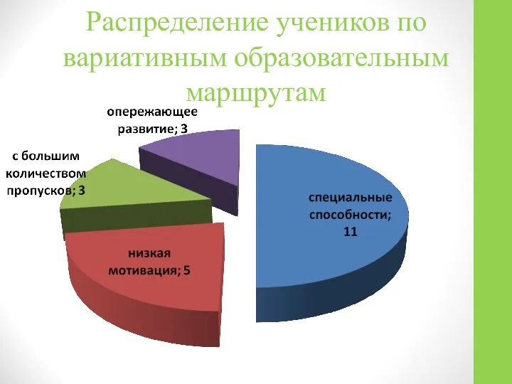 Распределение учеников по вариативным образовательным маршрутам