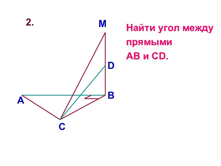 2. Найти угол между прямыми AB и CD.