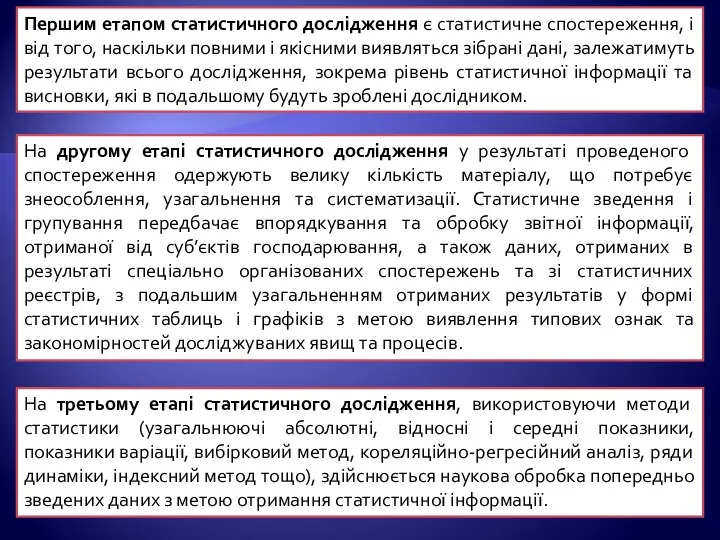 Першим етапом статистичного дослідження є статистичне спостереження, і від того, наскільки