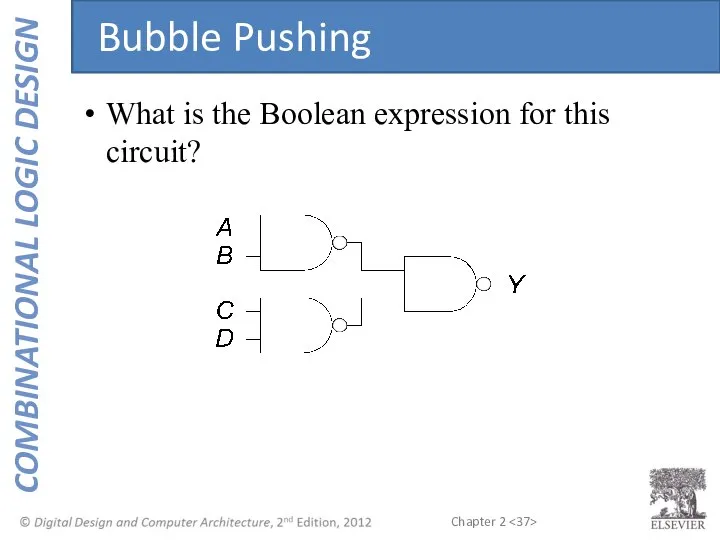 What is the Boolean expression for this circuit? Bubble Pushing