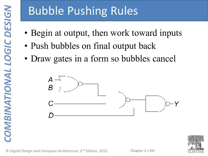 Begin at output, then work toward inputs Push bubbles on final