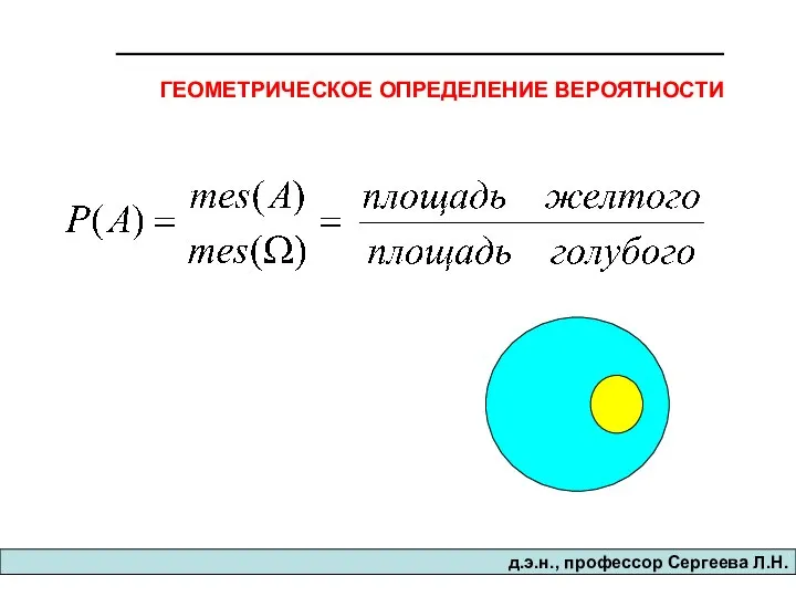 д.э.н., професcор Сергеева Л.Н. ГЕОМЕТРИЧЕСКОЕ ОПРЕДЕЛЕНИЕ ВЕРОЯТНОСТИ