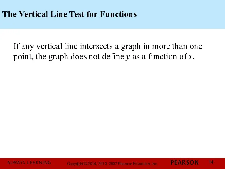 The Vertical Line Test for Functions If any vertical line intersects