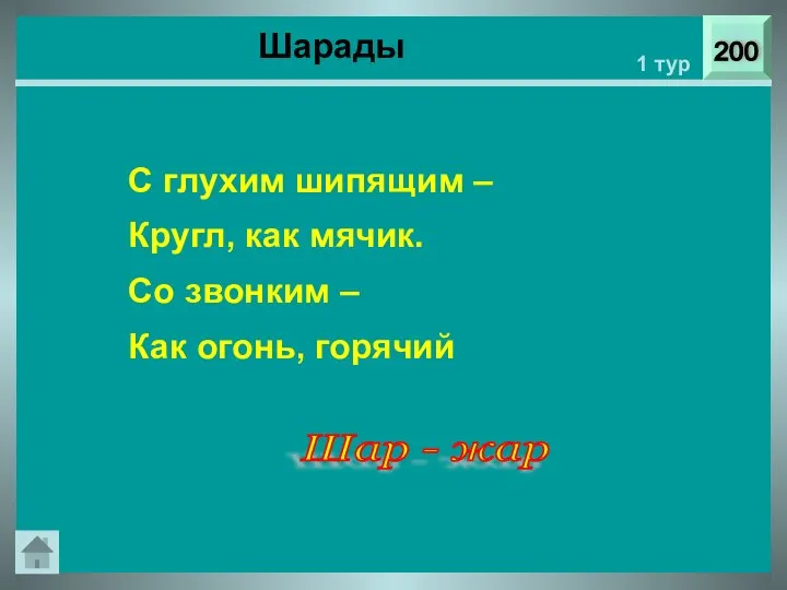 200 1 тур С глухим шипящим – Кругл, как мячик. Со