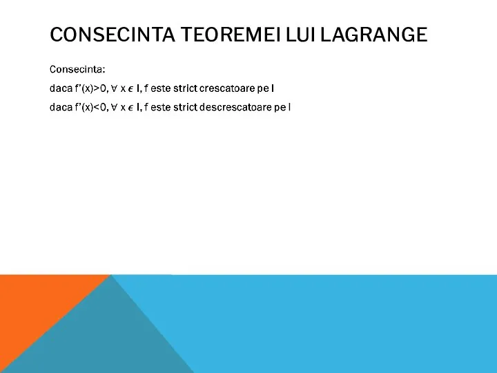 CONSECINTA TEOREMEI LUI LAGRANGE