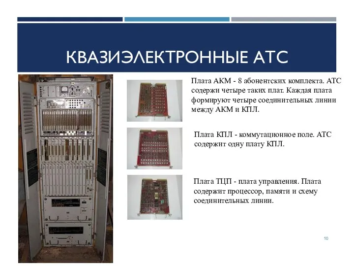 КВАЗИЭЛЕКТРОННЫЕ АТС Плата АКМ - 8 абонентских комплекта. АТС содержи четыре