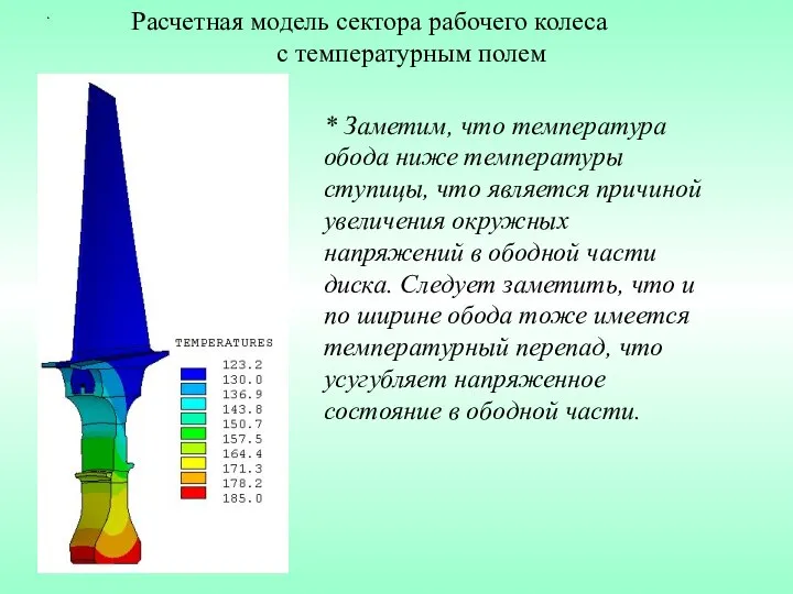 . Расчетная модель сектора рабочего колеса с температурным полем * Заметим,