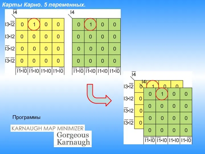 Карты Карно. 5 переменных. Программы