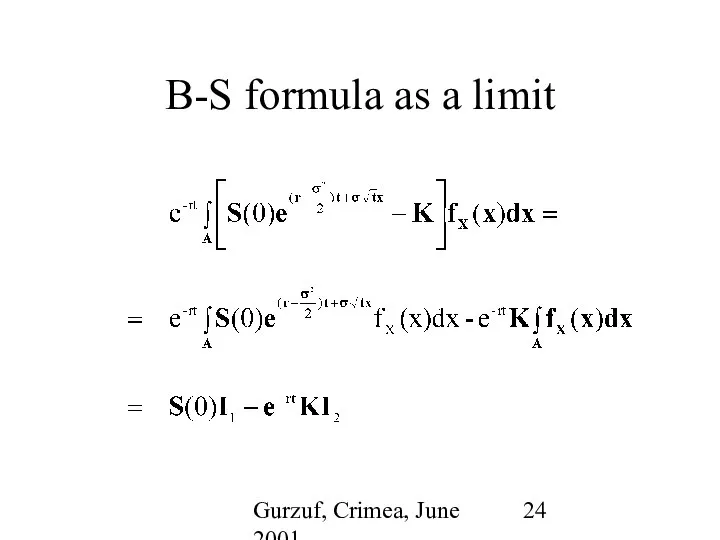 Gurzuf, Crimea, June 2001 B-S formula as a limit