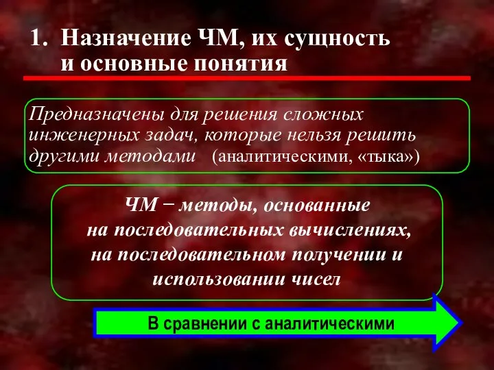 Назначение ЧМ, их сущность и основные понятия Предназначены для решения сложных