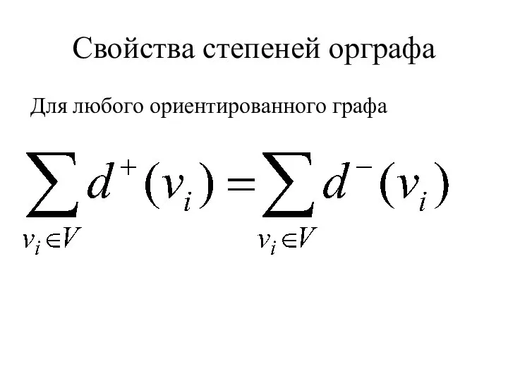 Свойства степеней орграфа Для любого ориентированного графа