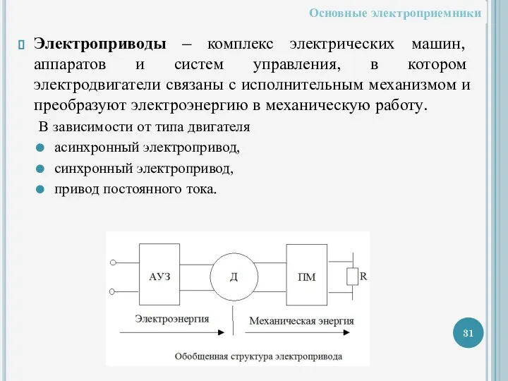 Электроприводы – комплекс электрических машин, аппаратов и систем управления, в котором