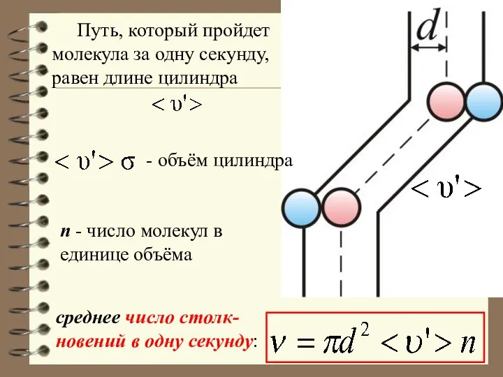 Путь, который пройдет молекула за одну секунду, равен длине цилиндра -