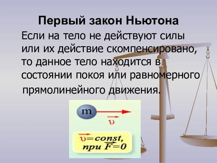 Первый закон Ньютона Если на тело не действуют силы или их