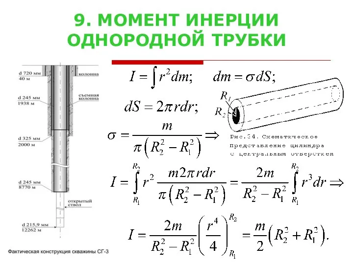 9. МОМЕНТ ИНЕРЦИИ ОДНОРОДНОЙ ТРУБКИ