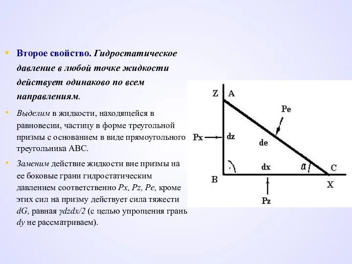 Второе свойство. Гидростатическое давление в любой точке жидкости действует одинаково по