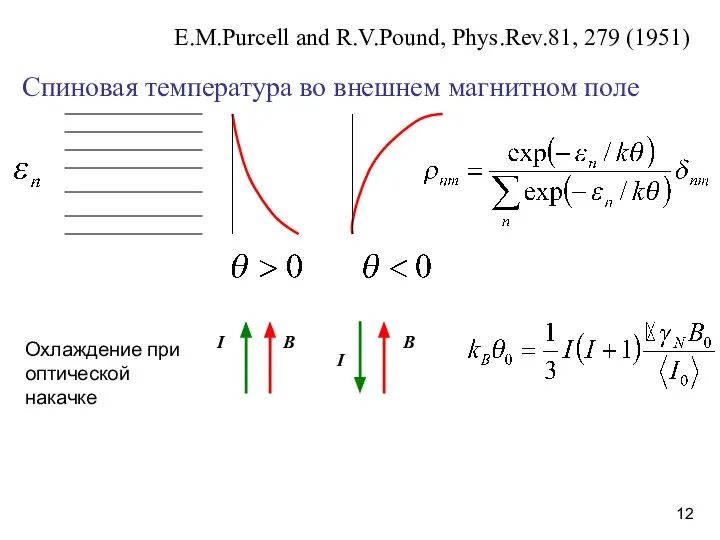 Спиновая температура во внешнем магнитном поле E.M.Purcell and R.V.Pound, Phys.Rev.81, 279