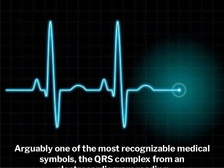 Arguably one of the most recognizable medical symbols, the QRS complex from an electrocardiogram reading