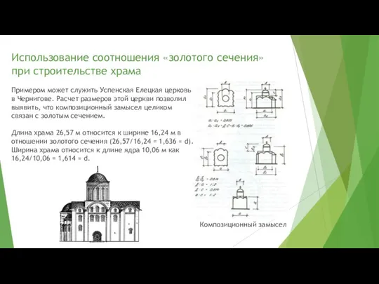 Использование соотношения «золотого сечения» при строительстве храма Композиционный замысел Примером может