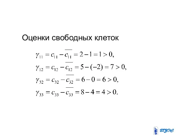 Оценки свободных клеток