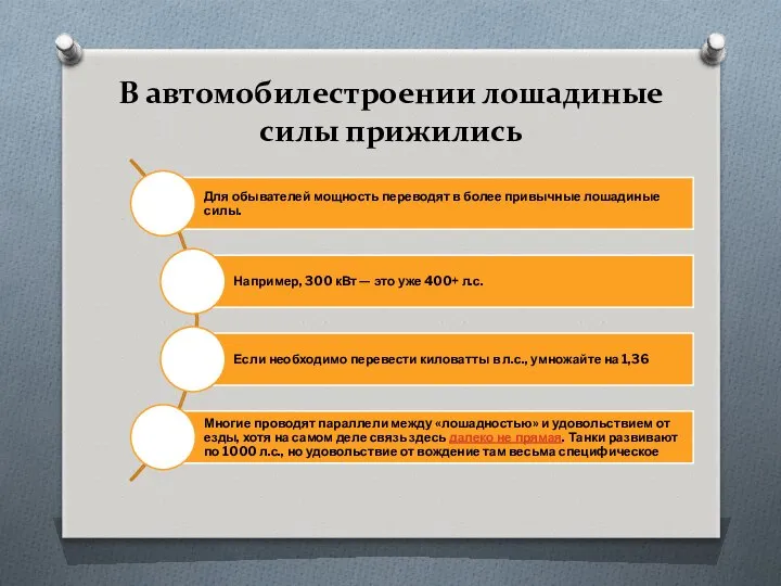 В автомобилестроении лошадиные силы прижились