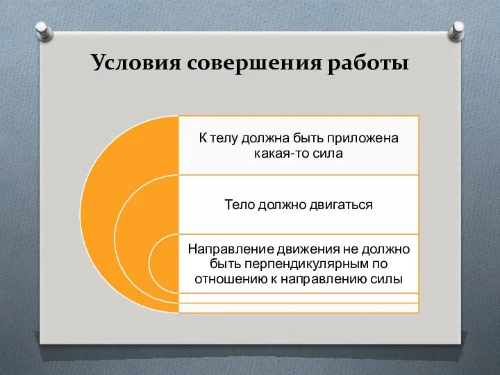 Условия совершения работы