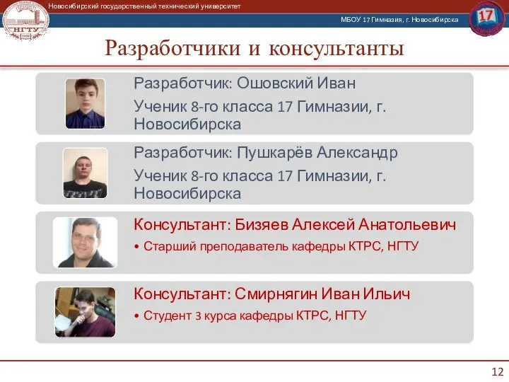 Разработчики и консультанты