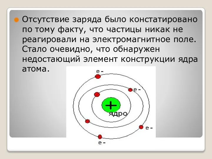 Отсутствие заряда было констатировано по тому факту, что частицы никак не