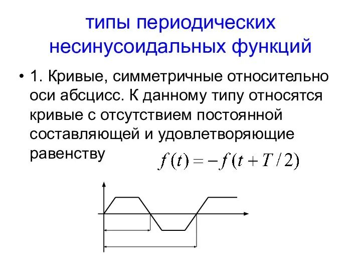 типы периодических несинусоидальных функций 1. Кривые, симметричные относительно оси абсцисс. К