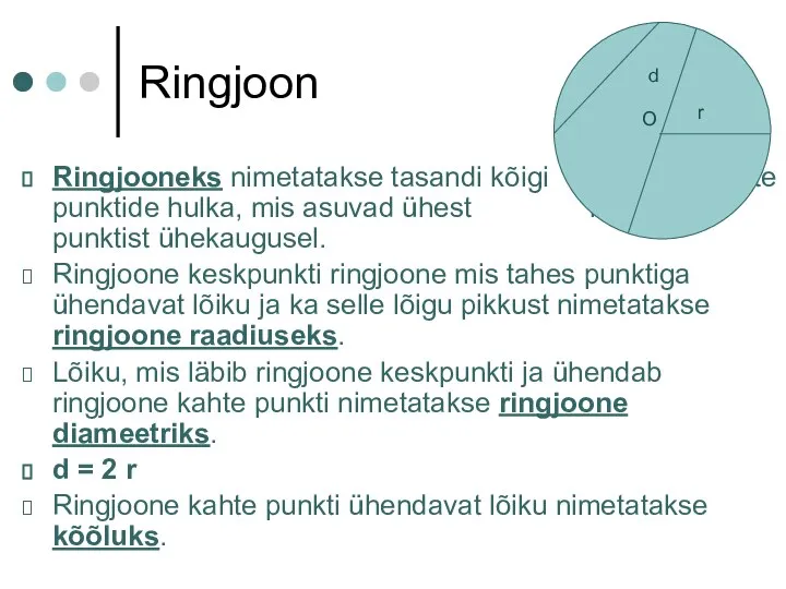 Ringjoon Ringjooneks nimetatakse tasandi kõigi selliste punktide hulka, mis asuvad ühest