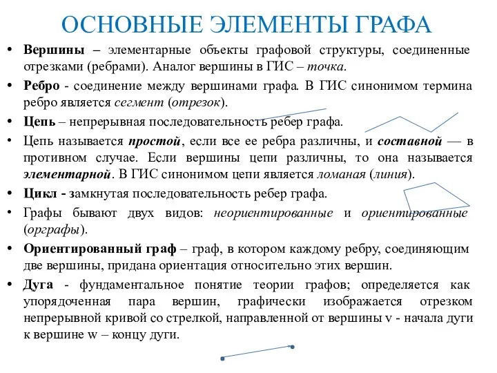 ОСНОВНЫЕ ЭЛЕМЕНТЫ ГРАФА Вершины – элементарные объекты графовой структуры, соединенные отрезками