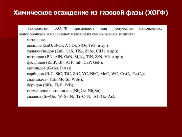 Химическое осаждение из газовой фазы (ХОГФ)