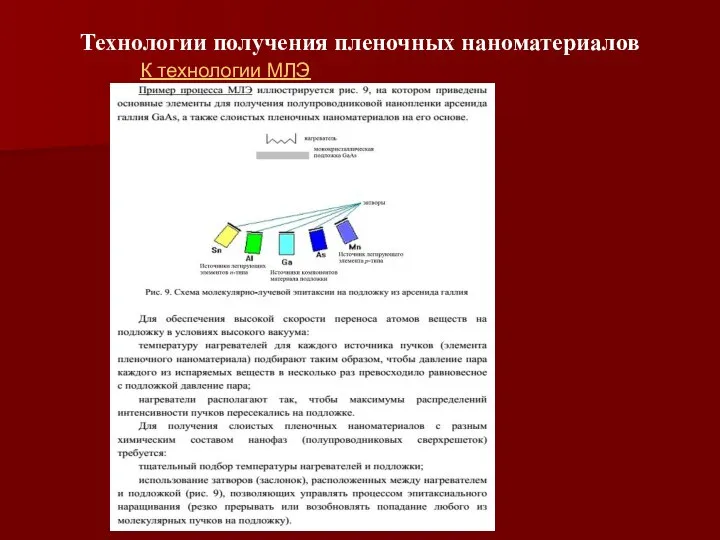 Технологии получения пленочных наноматериалов К технологии МЛЭ