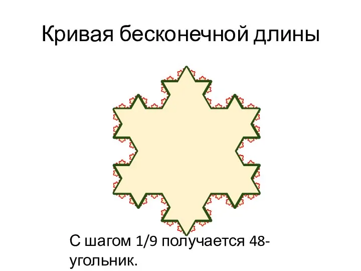 Кривая бесконечной длины С шагом 1/9 получается 48-угольник.