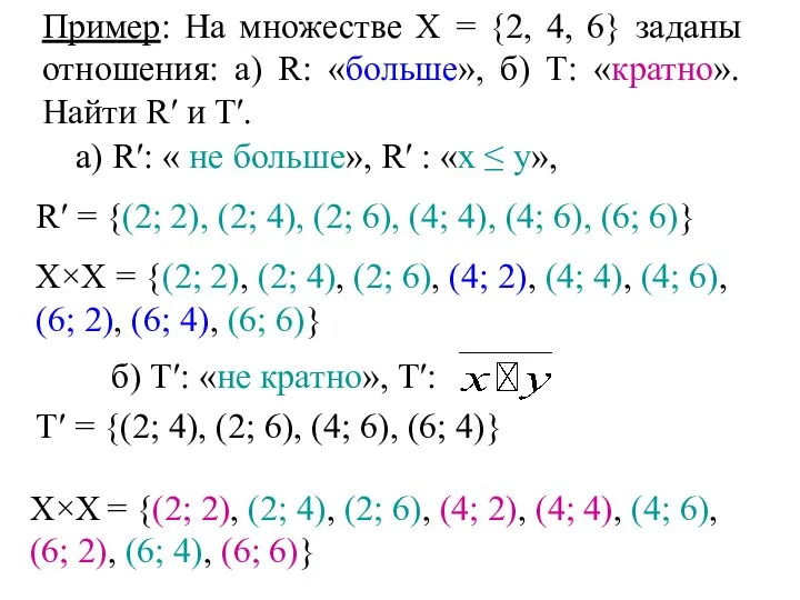 Т′ = {(2; 4), (2; 6), (4; 6), (6; 4)} а)