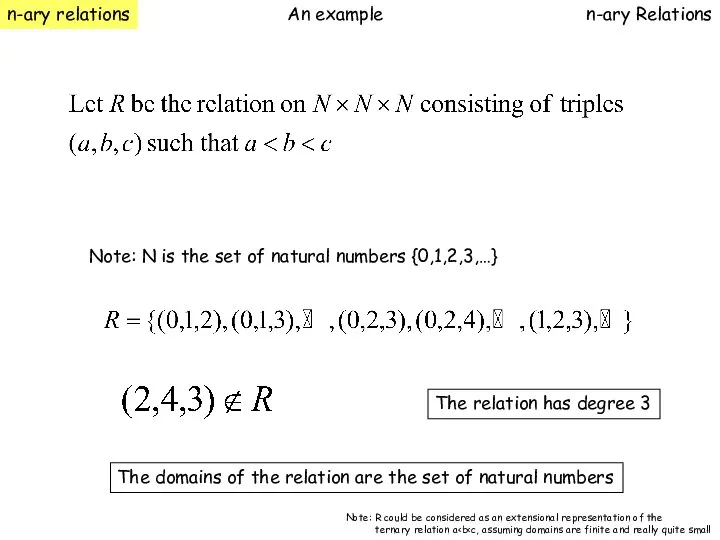 n-ary relations n-ary Relations Note: N is the set of natural