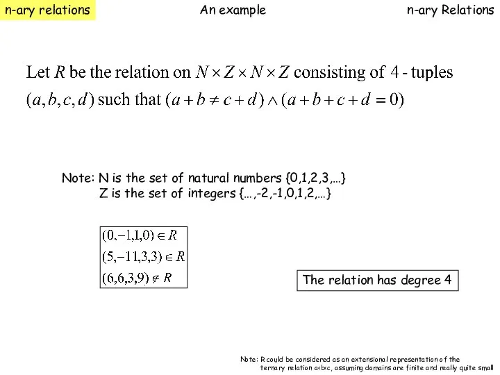 n-ary relations n-ary Relations Note: N is the set of natural