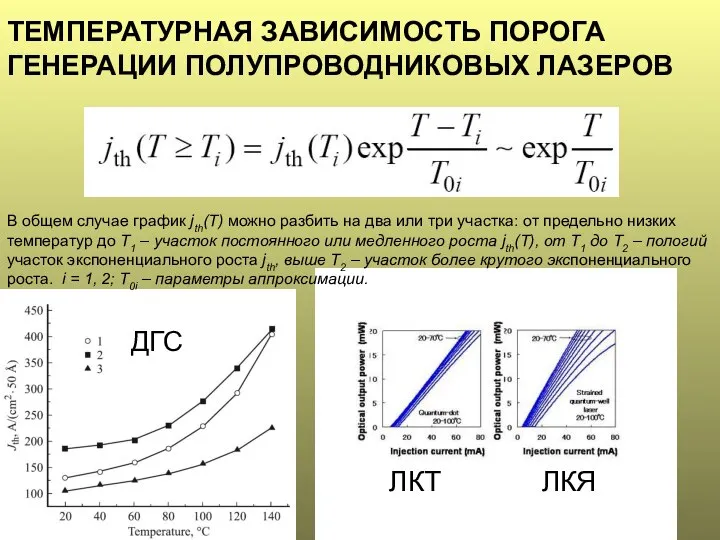 В общем случае график jth(T) можно разбить на два или три