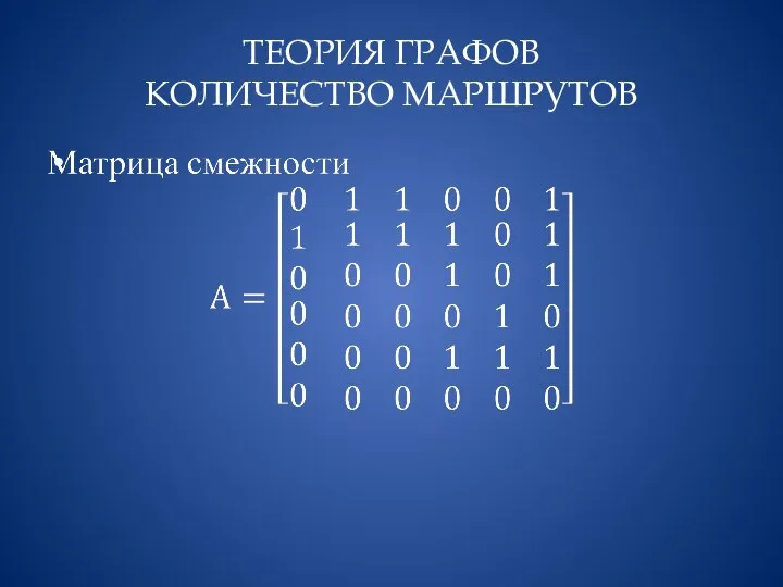 ТЕОРИЯ ГРАФОВ КОЛИЧЕСТВО МАРШРУТОВ