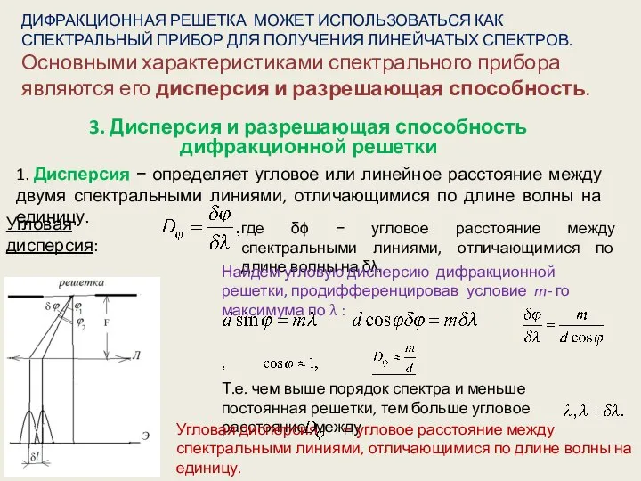 ДИФРАКЦИОННАЯ РЕШЕТКА МОЖЕТ ИСПОЛЬЗОВАТЬСЯ КАК СПЕКТРАЛЬНЫЙ ПРИБОР ДЛЯ ПОЛУЧЕНИЯ ЛИНЕЙЧАТЫХ СПЕКТРОВ.