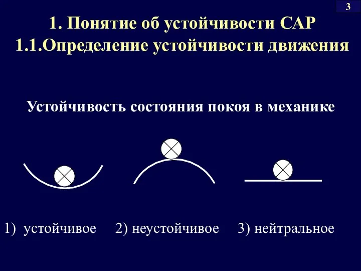 1. Понятие об устойчивости САР 1.1.Определение устойчивости движения 1) устойчивое 2)