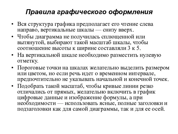 Правила графического оформления Вся структура графика предполагает его чтение слева направо,