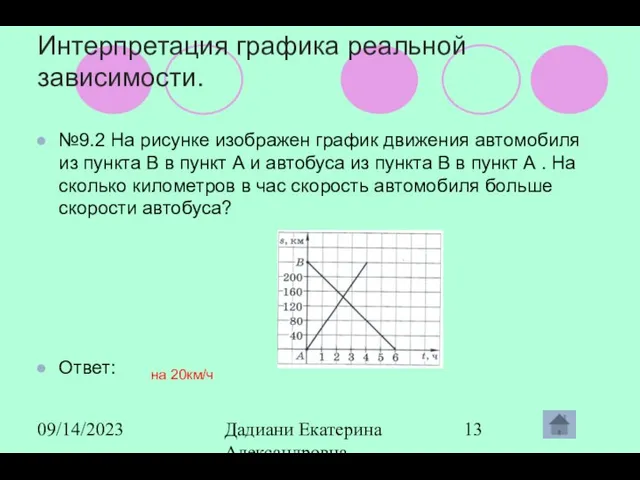 09/14/2023 Дадиани Екатерина Александровна учитель математики МОУ СОШ № 11 Интерпретация