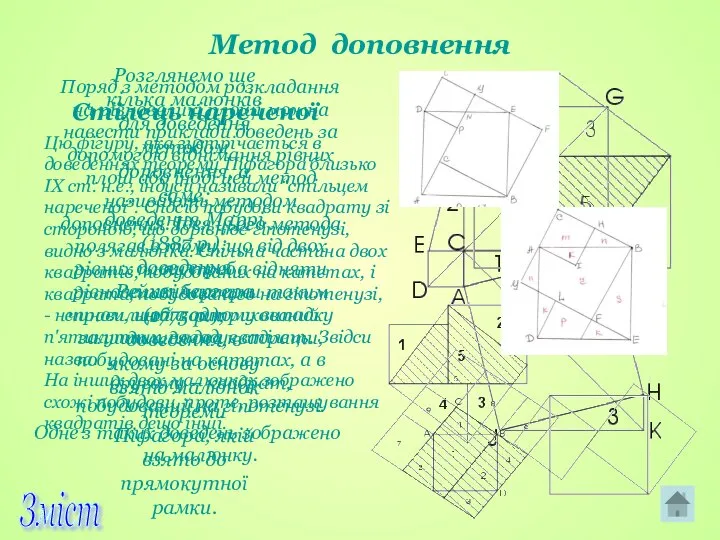 Метод доповнення Поряд з методом розкладання на рівновеликі площі можна навести