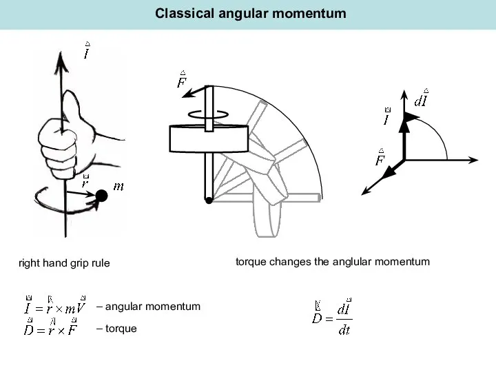 Classical angular momentum right hand grip rule – angular momentum torque