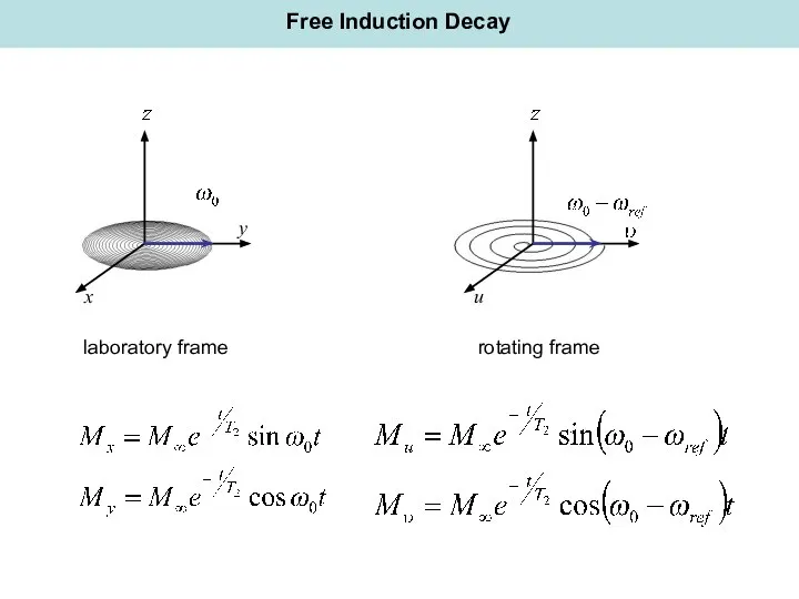 u Free Induction Decay laboratory frame rotating frame x y